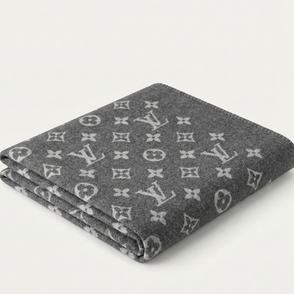 Grey Monogram Plush Blanket