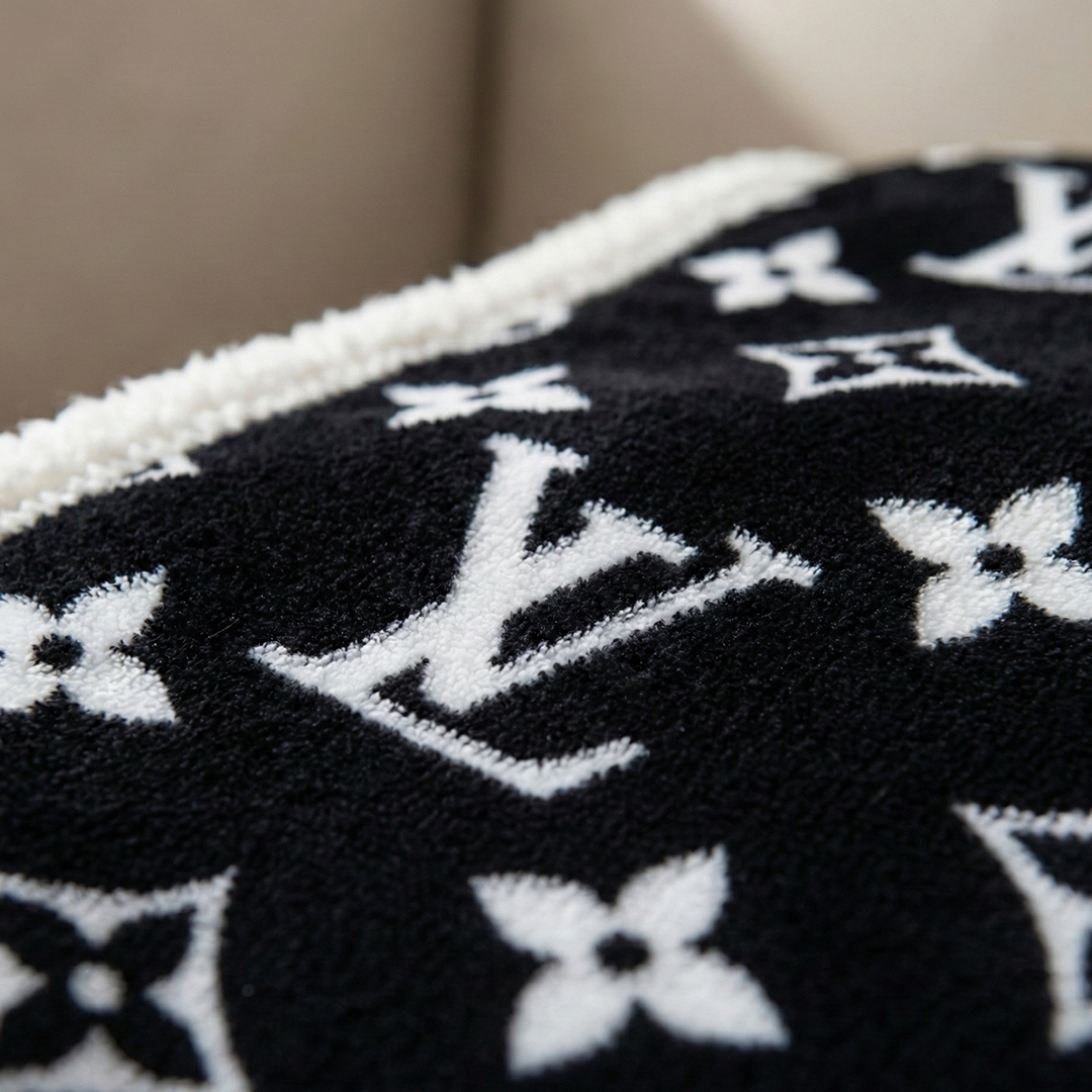 Black Monogram Plush Blanket