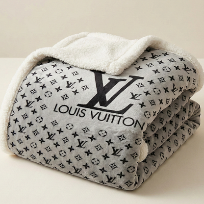 Charcoal Monogram Plush Blanket